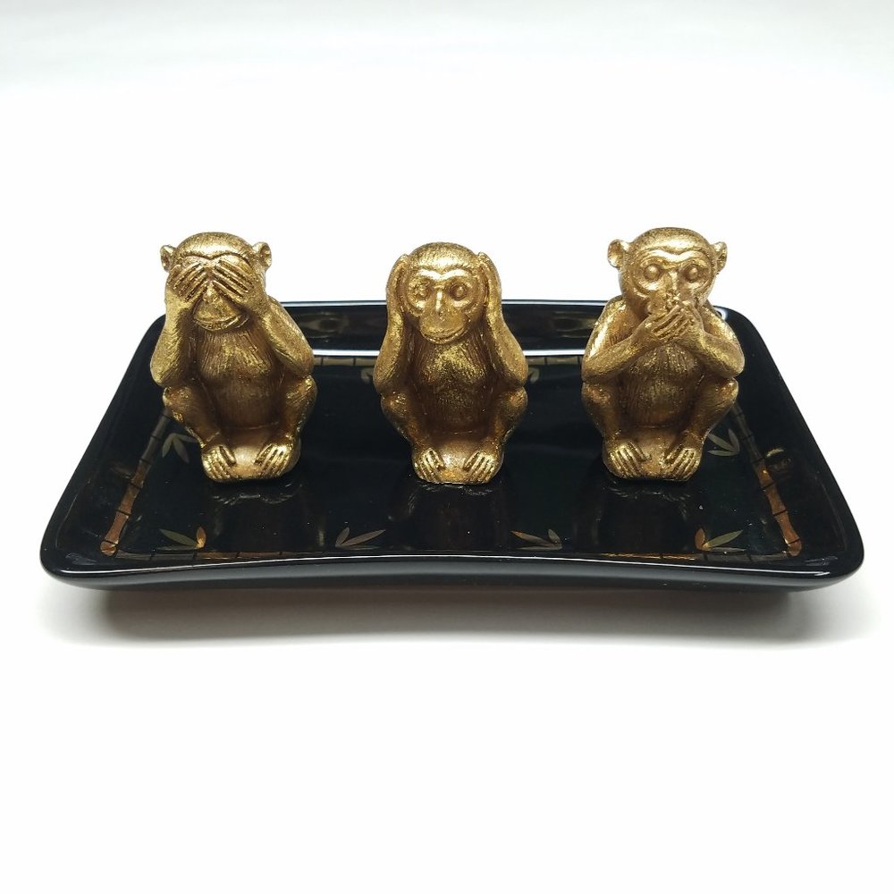 3 Wise Monkeys Exquisite Decorative Tray